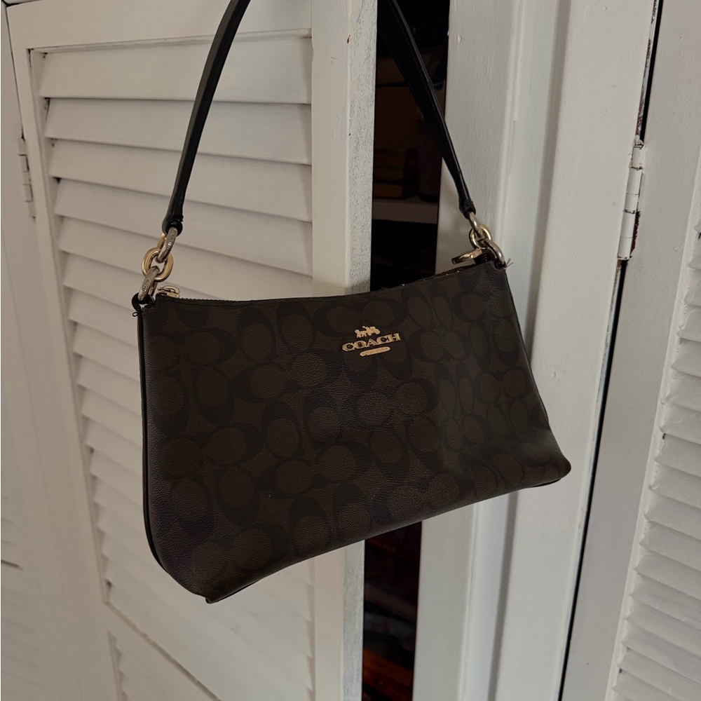Coach Dark Brown Monogram Shoulder Bag